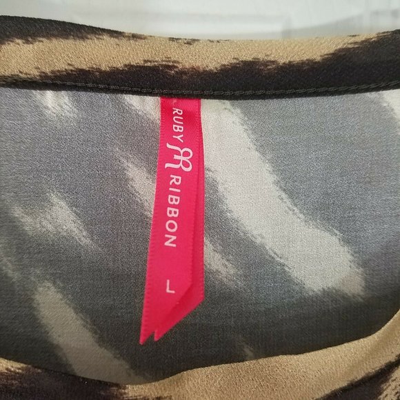 Ruby Ribbon Effortless Top Size Large #1505 Tiger NWOT - Picture 3 of 6